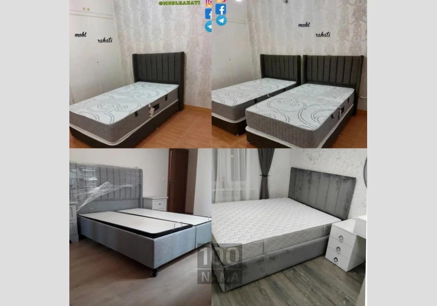 تخت خواب و باکس تشک - تختخواب جک دار فلزی