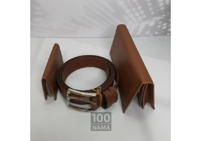 باکس مردانه چرم سه تکه ساعت و عطر