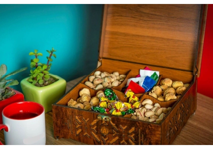جعبه چوبی تزئینی آجیل و خشکبار