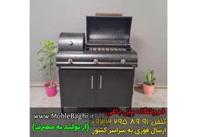 باربیکیو گازی ذغالی 90 سانتی کابینت چوبی