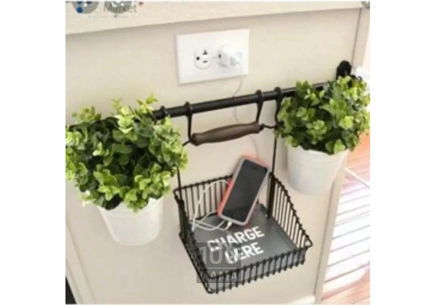 استند دیواری دو گلدان سفید همراه سبد HULTARP