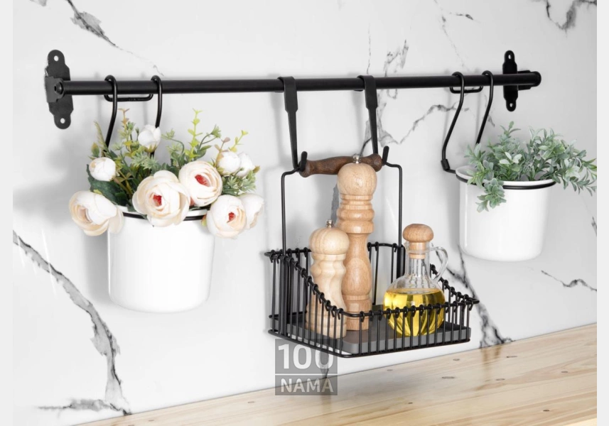 استند دیواری دو گلدان سفید همراه سبد HULTARP