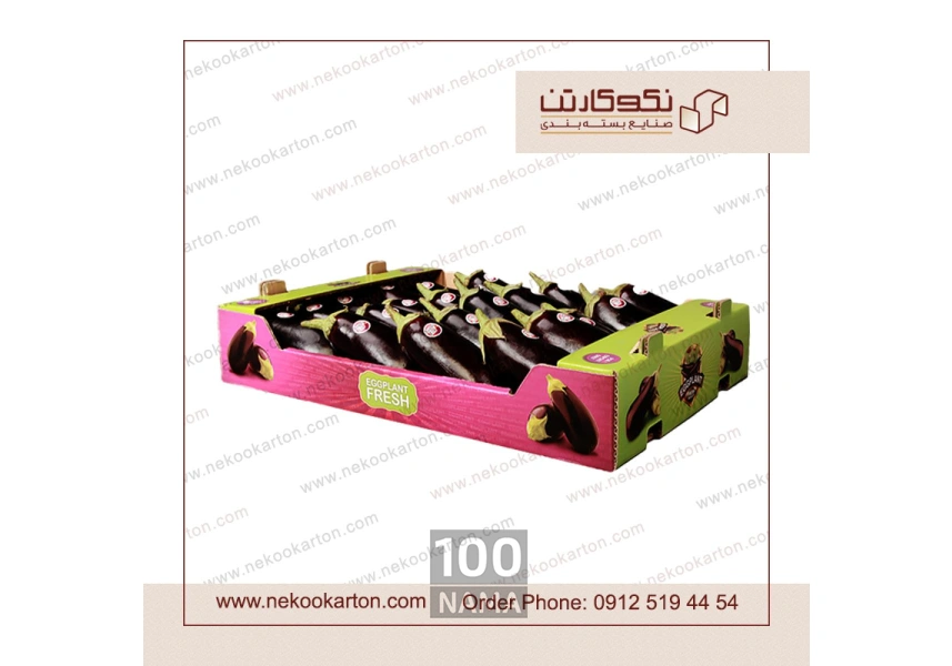 کارتن بادمجان صادراتی با لیبل میوه